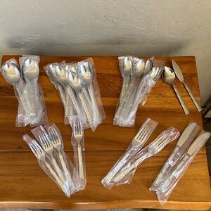 Northland stainless steel‎ flatware set bamboo style print vintage